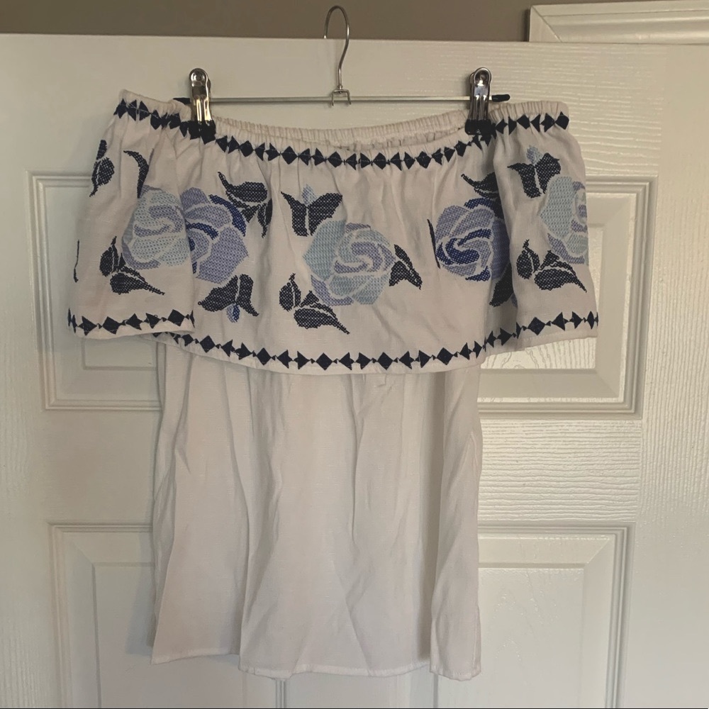 Off the shoulder embroidered top